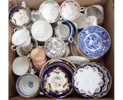 A COLLECTION OF VICTORIAN AND LATER CUPS AND SAUCERS including Wedgwood and Coalport