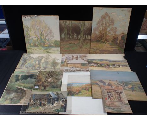 STANLEY LLOYD (1881-1954) A small quantity of landscape studies including a view of Mudeford from Hengistbury Head, oils and 