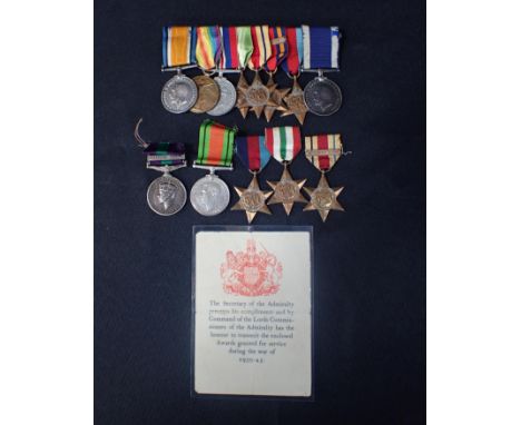 EIGHT WWI/WWII MEDALS TO LEADING SEAMAN W.H.DONNE RN British War medal; 86432. W.H. DONNE. BOY. 1. R.N., Victory medal; ORD.R