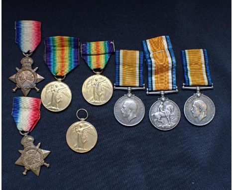 THREE TO PRIVATE F.J. POMPHREY, NORTH STAFFORDSHIRE REGIMENT 1914 Star (8731 Pte. F. Pomphrey 1/N. Staff. R.); British War an