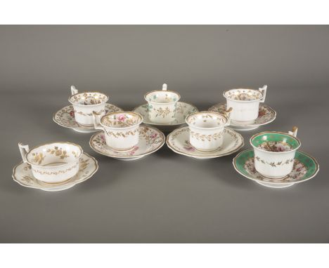 A COLLECTION OF YATES 'OLD ENGLISH' SHAPE TEAWARES comprising seven cups and saucers decorated in various patterns (7). Prove