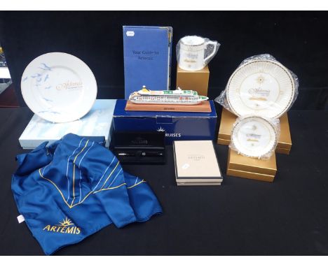 ARTEMIS: P&amp;O LAST VOYAGE COMMEMORATIVE WARE 2005 to include a model, scarf, cup, plates etc