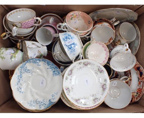 A COLLECTION OF CUPS AND SAUCERS including Royal Albert and Staffordshire.