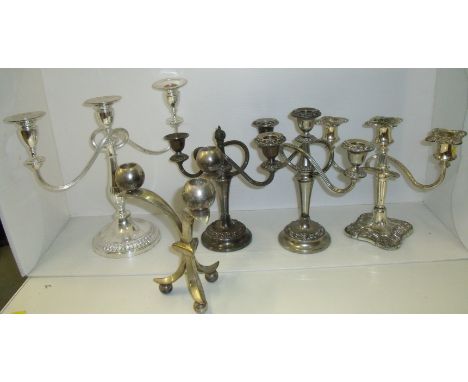 Selection of silver plated candelabra 