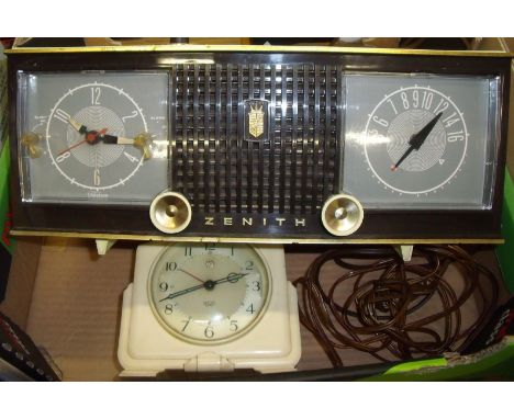 Zenith clock radio retailed by Harrods and a Smiths Sectric alarm clock