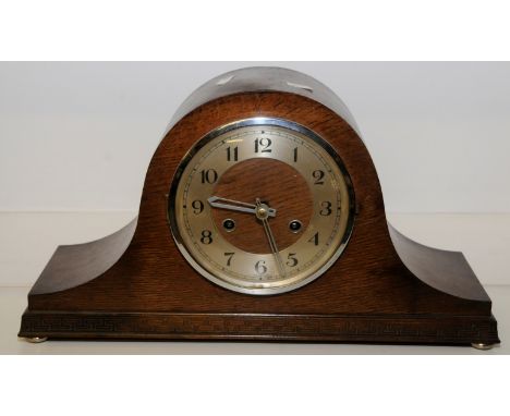 Oak cased Westminster chime mantel clock