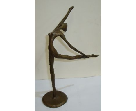 Stunning modernistic bronze stylised figure of a ballerina in striking pose (30cm high)