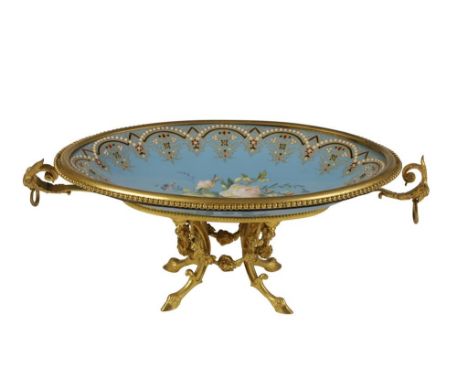 FRENCH ENAMEL AND GILT METAL TAZZA, c.1880