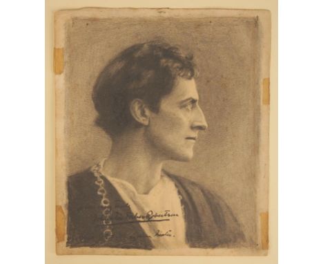 FORBES-ROBERTSON, SIR JOHNSTON (1853-1937) A good autographed pencil drawing of Johnston Forbes-Robertson depicted as Hamlet.
