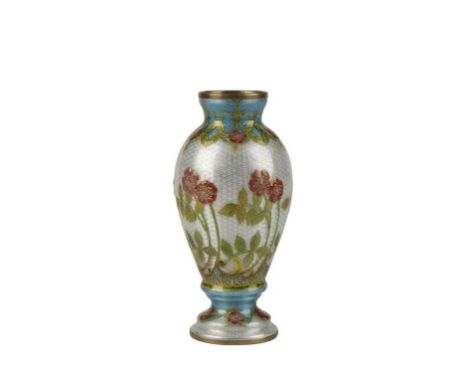 FRENCH GUILLOCHE ENAMEL VASE c.1880