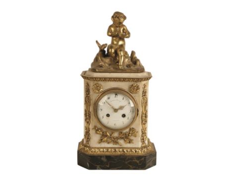 FRENCH EMPIRE MANTEL CLOCK by Zacharie Araingo, with an eight day bell striking movement and a white enamel dial signed "Zach