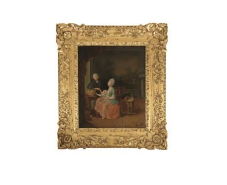 LOUIS BERNARD COCLERS (1741-1817) A genre painting depicting a mother, her children and a nurse in an interior, signed and da