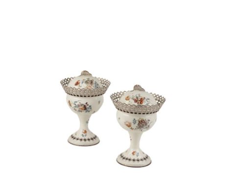 PAIR OF GERMAN ENAMEL COMPORTS, c.1880,