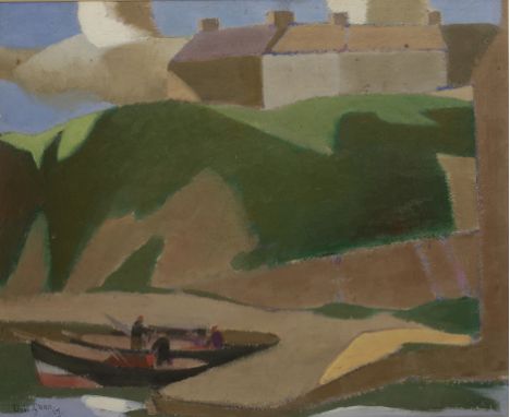 DAVID W. GUNN (fl.1924-1929) 'CAITHNESS HARBOUR' signed and dated '27 lower left, oil on board, 39cm x 48cm