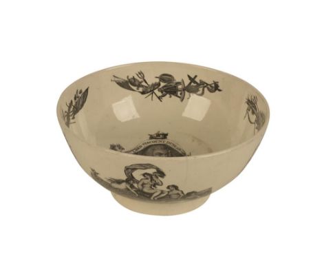 CREAMWARE BOWL dedicated to Lord Viscount Duncan, with a verse "When this you see remember me and bear me in your mind, Let a