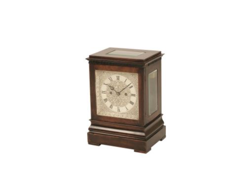 VICTORIAN "FOUR GLASS" TYPE BRACKET CLOCK, circa 1840, the engraved silvered dial with Roman numerals, the double fusee movem