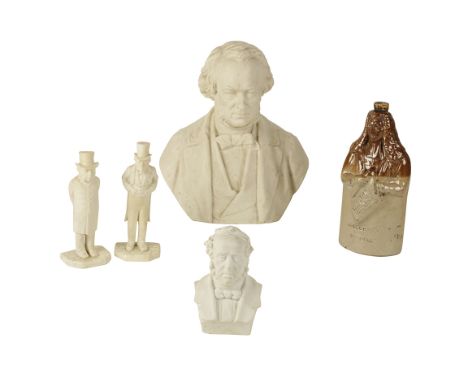 COPELAND PARIANWARE BUST of Richard Cobden, published by M. Noble, London 1865, 23cm high, a small Parianware bust of Palmers