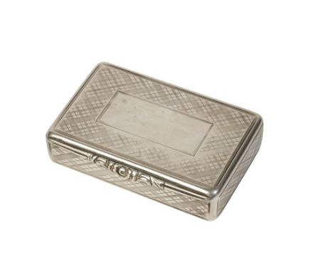 WILLIAM IV SCOTTISH SILVER SNUFF BOX by James Nasmyth, Edinburgh, 1834, rectangular form,raised foliate clasp, the sides and 