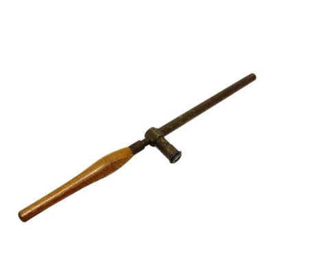First World War British Trench periscope in green painted camouflage finish with turned wood handle, marked Periscope Mk. IX,