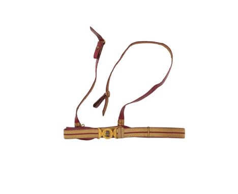 Victorian General Staff Officer's dress belt with ormolu buckle, gold bullion lace on red ground with sword slings by Hobson 