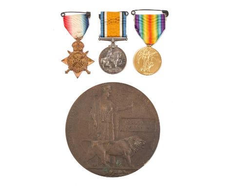 First World War Memorial (Death) plaque named to Lional Henry Salvin Bowlby, together with trio comprising 1914 'Mons' Star, 