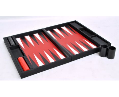 PRADA; a contemporary backgammon set complete with die shakers and counters. CONDITION REPORT: Dimensions of entire case when