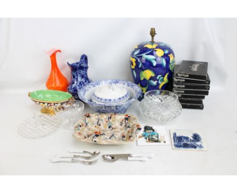 A group of ceramics to include Spode 'Italian' bowl, diameter 36cm, a late 19th century floral decorated dish, and a set of D