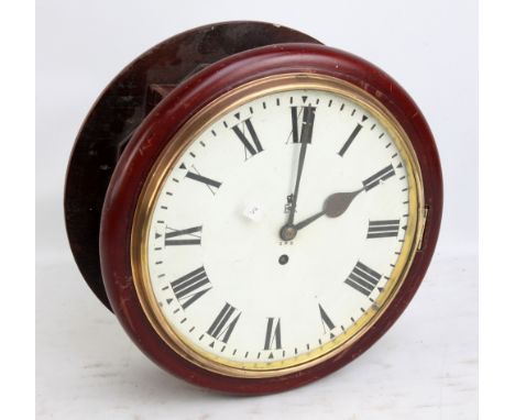 A GPO double face eight day circular clock with fusee movement, the enamel dials set with Roman numerals and inscribed with E