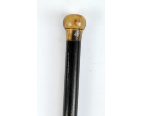 SWAINE & ADENEY LTD OF LONDON; a late Victorian walking cane with horn screw handle enclosing a vacant section originally for