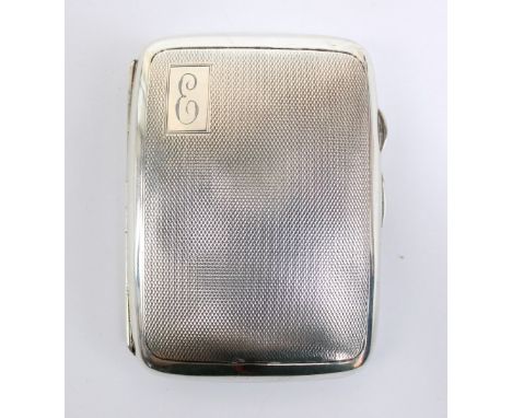 JOSEPH GLOSTER LTD; a George VI hallmarked silver curved rectangular cigarette case with engine turned decoration, width 6cm,