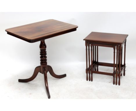 A 19th century mahogany tilt-top tripod table, length 68.5cm, and a nest of tables (2).