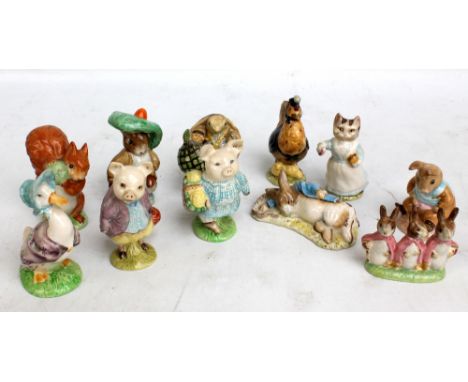 BESWICK; ten Beatrix Potter figures to include 'Jemima Puddleduck', 'Old Mr Bouncer' and 'Mr Alderman Ptolemy', also a Royal 