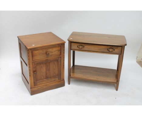 ERCOL; an elm buffet, width 76cm and a side cabinet (2).