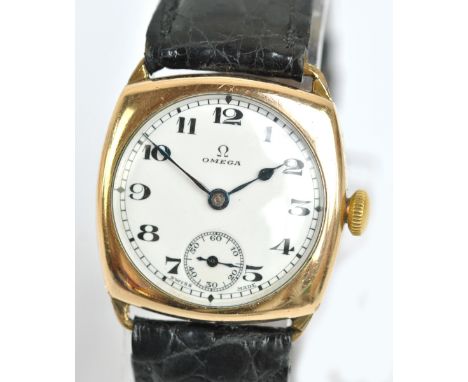 OMEGA; a 1933 gold plated gentleman's manual wind wristwatch, the circular dial set with Arabic numerals and subsidiary secon