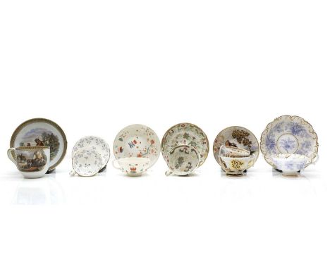 A collection of teacups and saucers  19th century and later, comprising of bone china and porcelian examples, to include a Ma