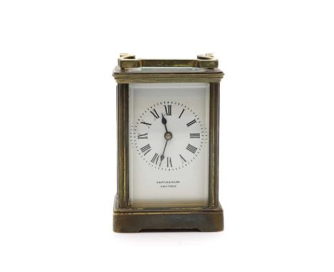 A Mappin & Webb carriage clock the enamel dial with Roman numerals, 7.5cm wide7cm deep12cm highCondition ReportTicks but does