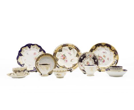 A large collection of porcelain tea wares late 19th century to early 20th century, to include a teapot, seven saucers, five p