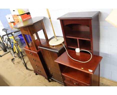 Oak sewing box, Onyx lamp and a quantity of furniture
