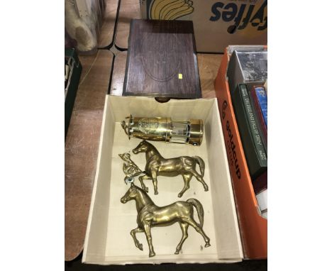 A miners lamp, stationary box etc