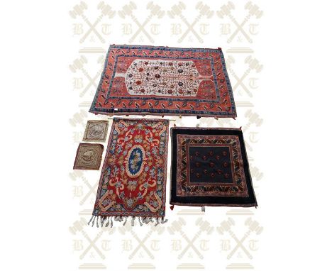 2 x Oriental rugs, 2 x Indian hangings and a tapestry wall hanging. 