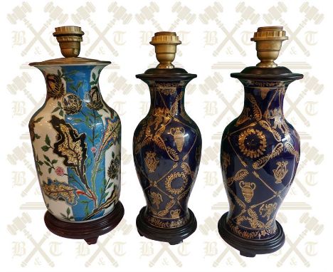 3 x Porcelain table lamps. One pair and a single lamp.