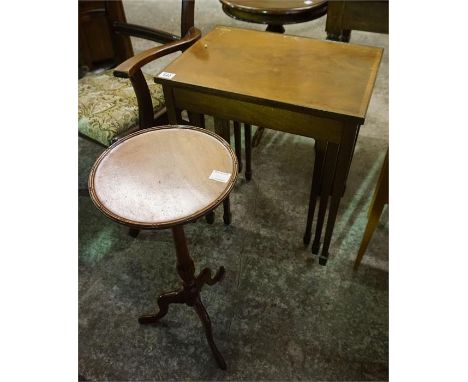 Nest of mahogany tables and lamp table 