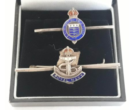Two silver and enamel Sweet Heart badges.  