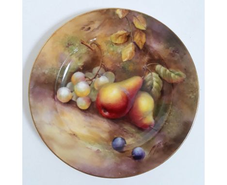 A Royal Worcester plate hand painted decoration of fruit by Horace H Price, signed, diam. 18cm. Condition - very good, no chi
