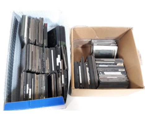 Two boxes of Victorian Magic Lantern slides, approx. 130 slides, various subject matter including photographic etc.  