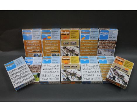 A group of 12 Preiser HO scale model kits of miniature figures, to include 'Railway men and other groups of persons around 19