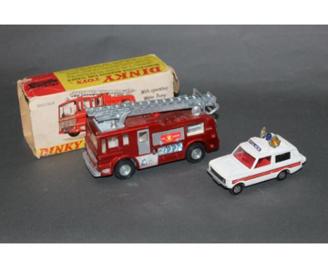 A boxed Dinky Merryweather Marquis fire tender (285), with box, and a Corgi Whizzwheels Vigilant range rover 