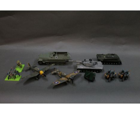 A group of military related diecast and plastic models, to include Britain's Deetail and Dinky