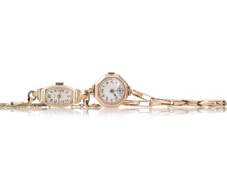 THREE LADY'S NINE CARAT GOLD CASED WRIST WATCHES each manual wind, comprising Smiths, Avia and an unsigned example, two on go