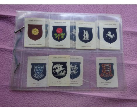 GODFREY PHILLIPS, BDV Silks Cricket, County Cricket badges, part sets, anon (5 different), &amp; BDV (8 different + 1 duplica